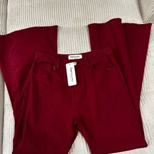 Impressions Burgundy Flare Leg Jeans